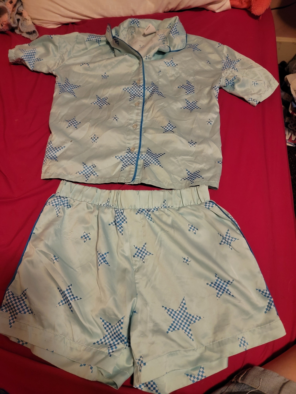 art class Light Blue Star-Print Kids Pajama Set